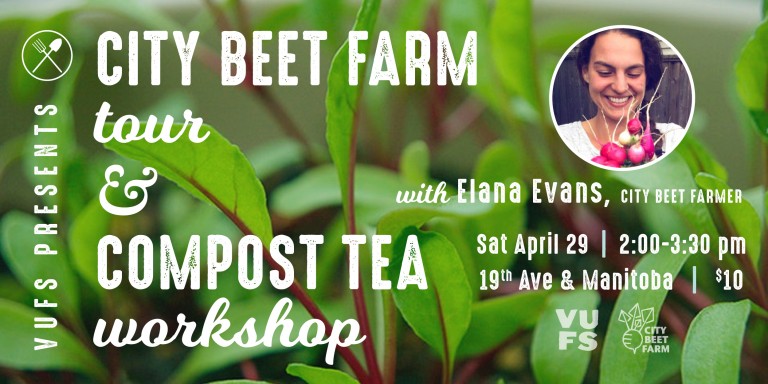 Picture of Elana Evans of City Beet Farm on a background of beet greens